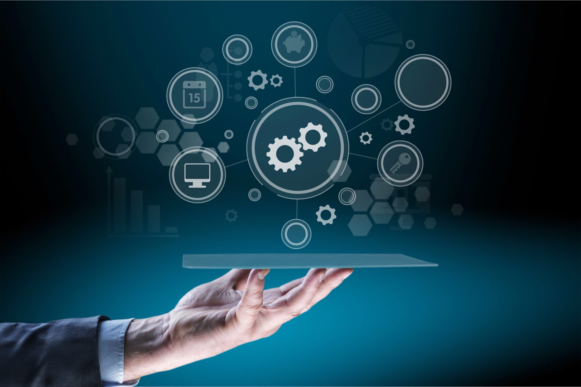 Industrial automation and business technology concept