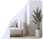 Furnished living room with a sofa and plant