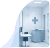 Hospital room with a medical cross
